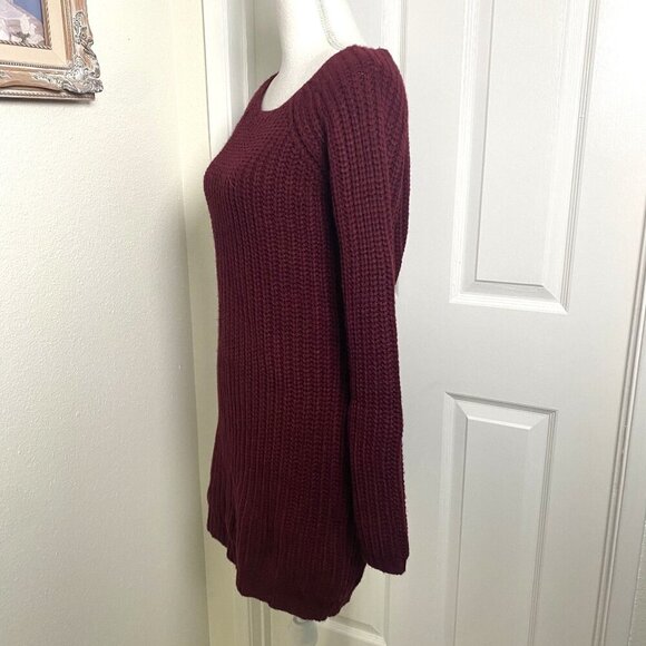Urban Outfitters Silence & Noise Burgundy Knit Sweater Dress Back Opening Size M - Picture 6 of 11
